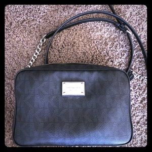 Michael Kors Crossbody Purse Black Silver MK